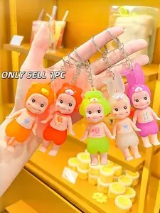 Cute Cartoon Animal Head Keychain Set Adorable Design Aesthetic Sonny Angel Style Doll Key Ring Cool Backpack Bag Charm Gift for Women Girls Teens Toy Collectors