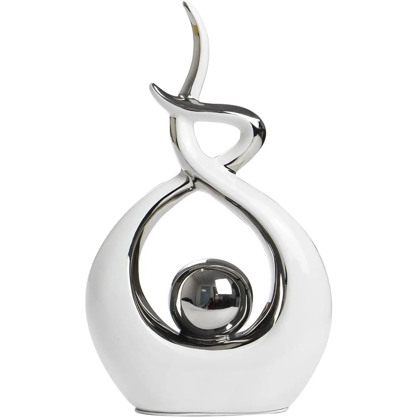 Decor Modern Abstract Art Ceramic Statue Table Decorations | Modern Aesthetic Ornament, Decorative Accent for Dining Room Living Room Office Centerpiece (Small, White and )