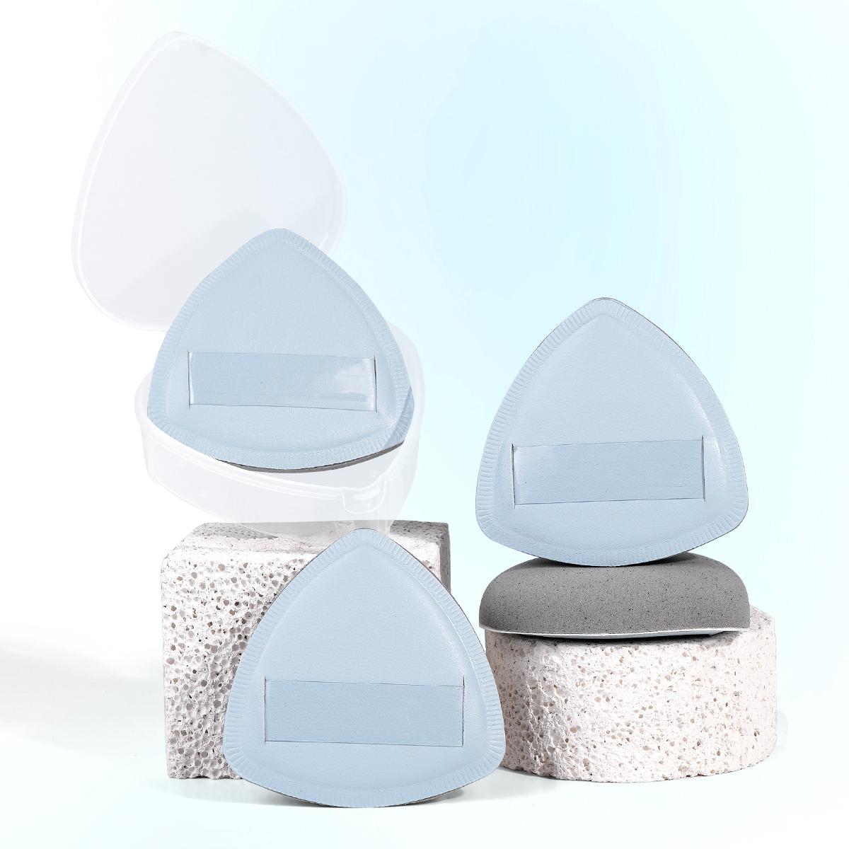 MAANGE 4pcs Bamboo Charcoal Marshmallow Air Cushion Puff with Storage Box, Triangle Puff, Powder Puff for Liquid, Cream, Foundation and Powder, Makeup Accessories Gifts for Friends