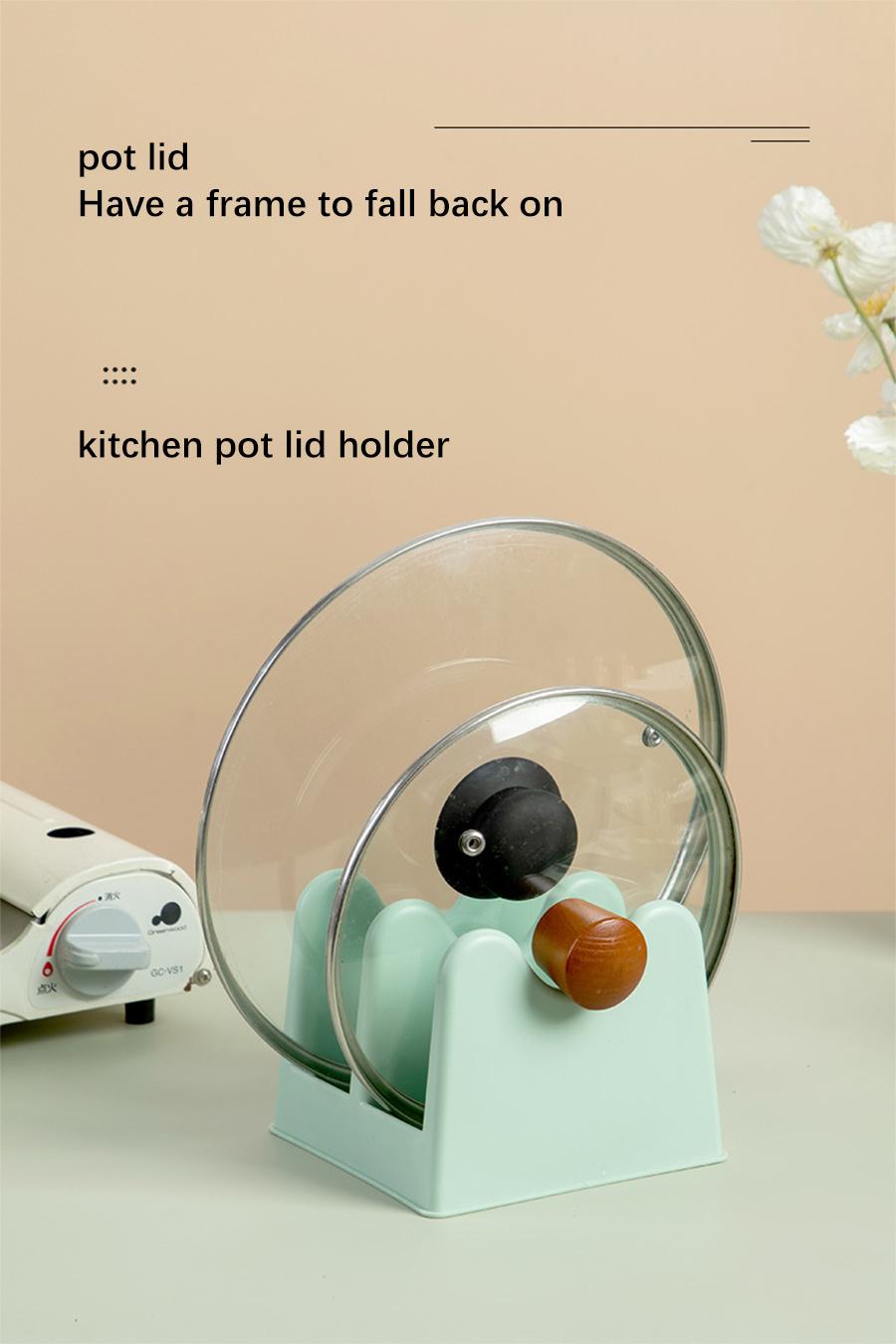 1pc Pot Cover Rack, Household Kitchen Countertop, Sitting Chopping Board Rack, Cutting Board Storage Rack, Multifunctional Drainage Storage Rack