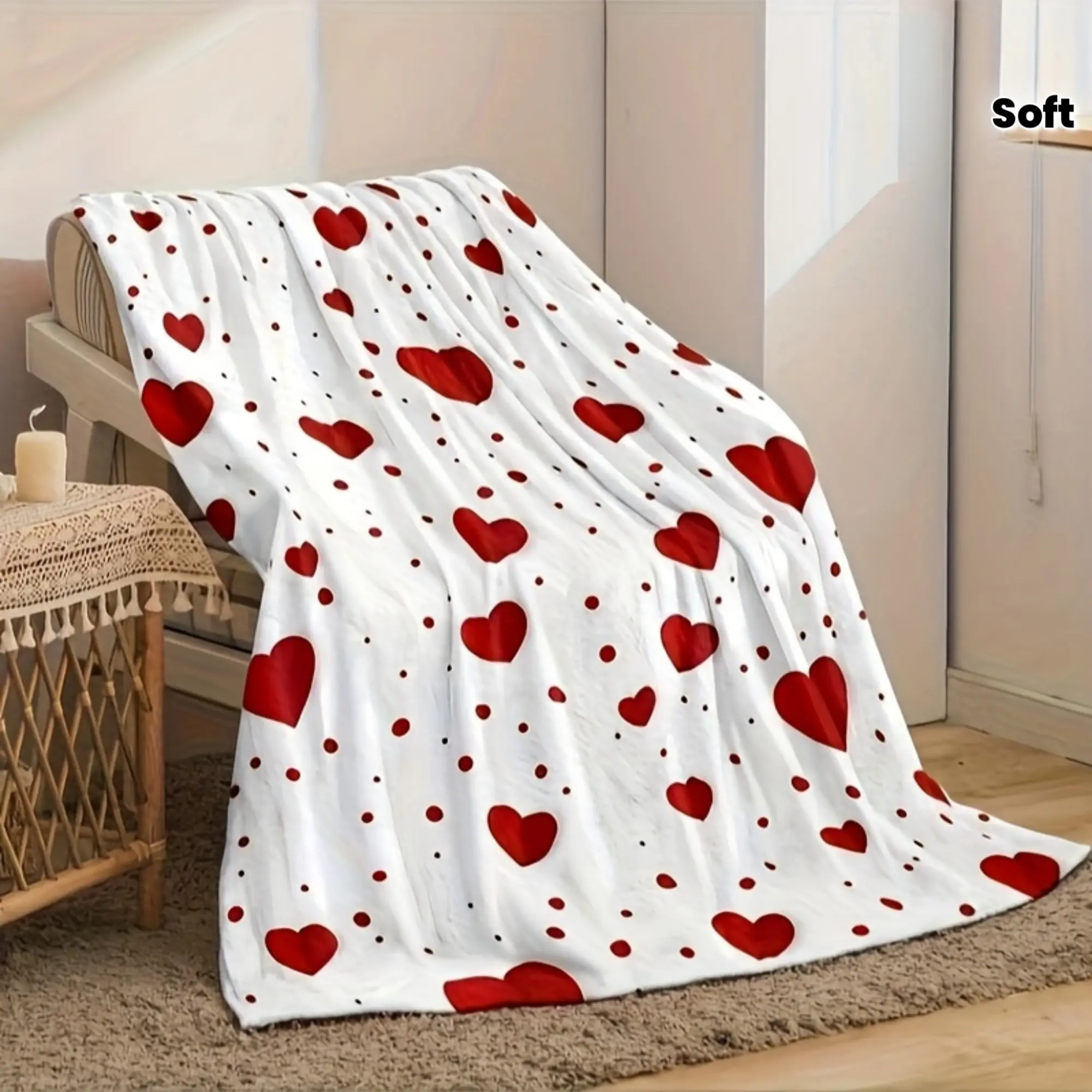 1Pc Ultra Soft Reversible Love Blanket, Perfect for Sofas, Beds, Offices and Travel | Ideal Valentine's Day Gift