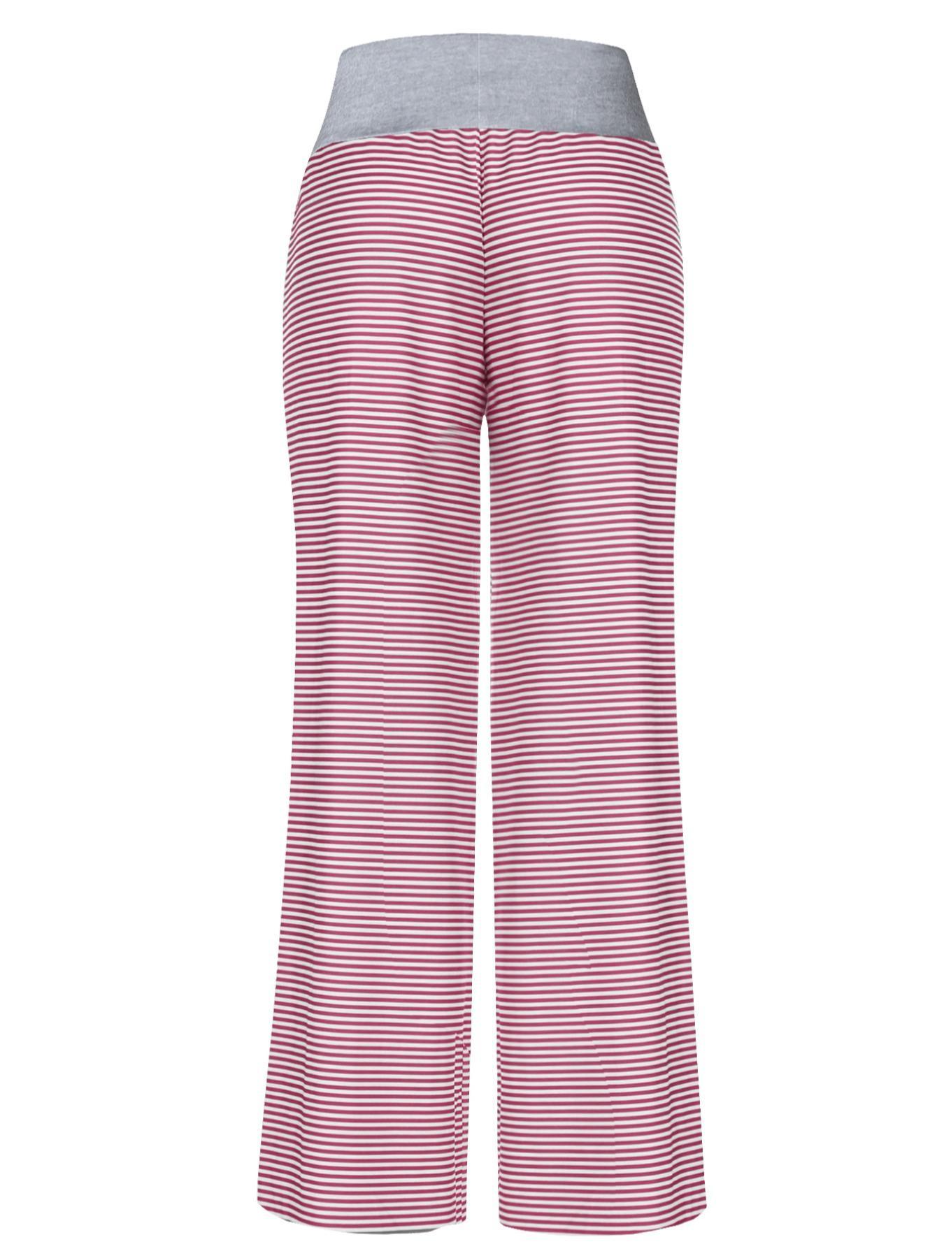 Women's Patchwork Drawstring Waist Wide Leg Pants, Casual Sporty Trousers, Casual Comfy Trousers for Spring & Fall, Women's Bottoms for Daily Wear, Womenswear