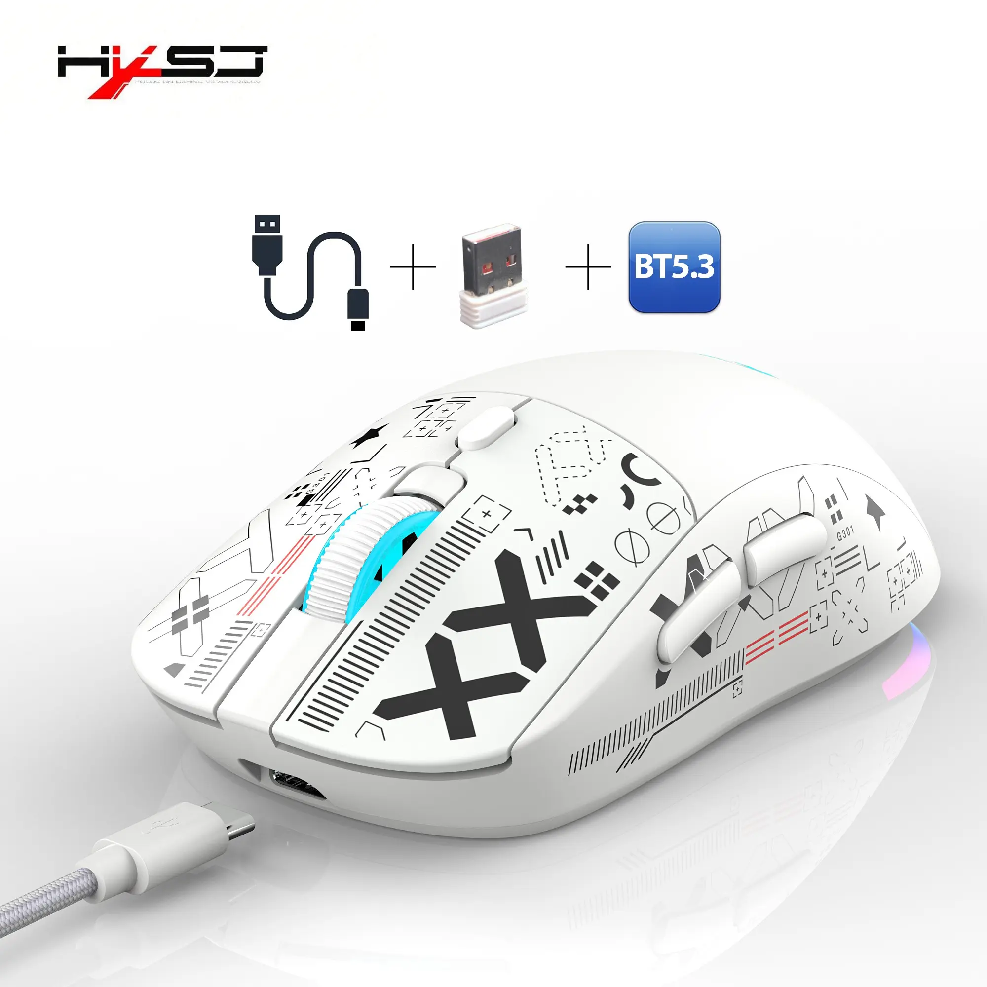 New T90 Triple-Mode Wireless Mouse, RGB Lighting, 650mah Large Battery, Ergonomic Design, Suitable for Gaming and Office Use, Gaming Accessories