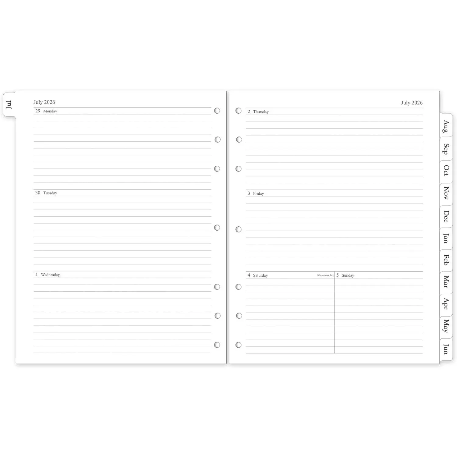 2026-2027 Weekly & Monthly Planner Refill, A4 Letter Size Inserts for 3 Ring Binder, Size 5, 8.5"x11", July 2026 - June 2027, 7/3-Hole Punched