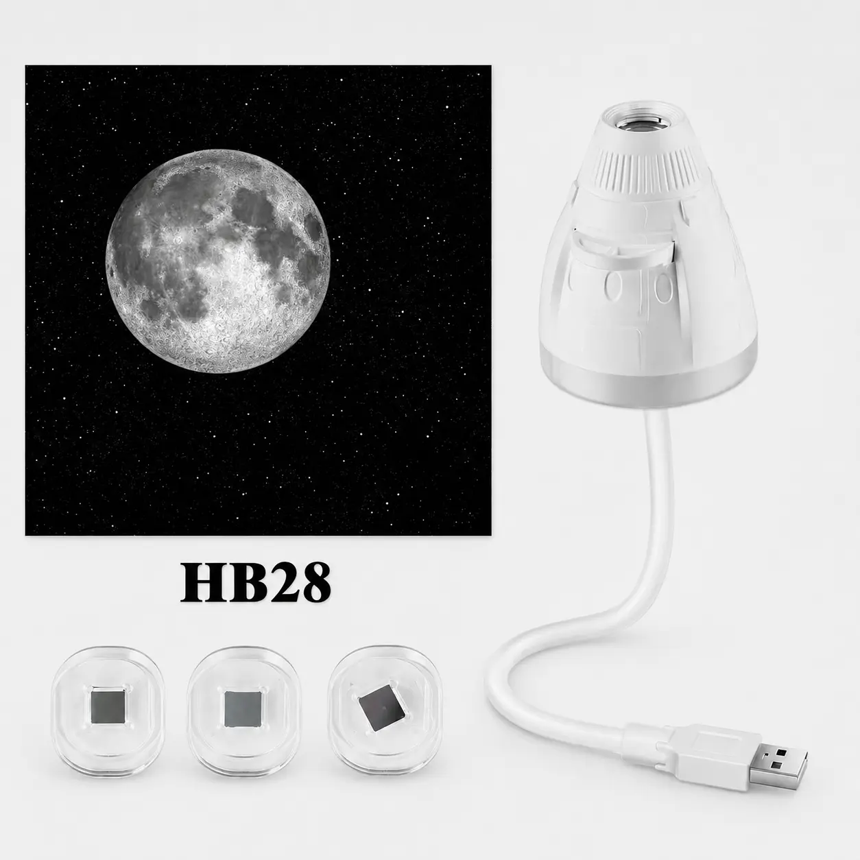 New Upgraded USB Powered Projection Lamp - 3 Interchangeable Lenses, 360° Rotating Gooseneck Arm, Projects Sky Patterns (Milky Way, Moon, Saturn), Ambient Night Light - Ideal for Children's Room, Bedroom Decor