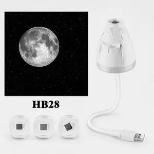 New Upgraded USB Starry Sky Projection Night Light - 3 Interchangeable Lenses, 360° Rotating Gooseneck Lamp Arm, Projects Milky Way, Moon, Saturn Patterns - Ideal for Bedroom, Party, Car Decor