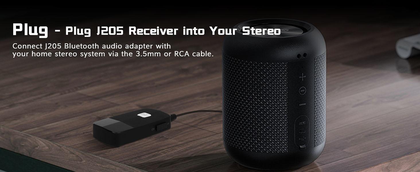Advanced Bluetooth 5.4 Receiver for Home Stereo, Wireless Audio Adapter for Wired Speaker Car Stereo Music Streaming with 3.5mm RCA Jack, 20 Hours Playtime, Easy to Slide ON/Off, Multi-Point