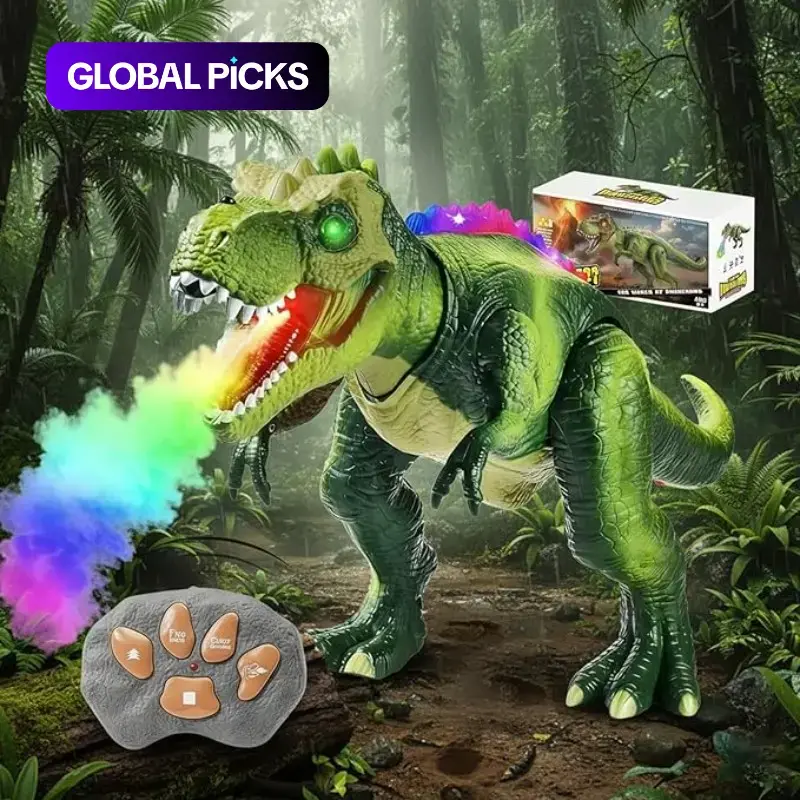 Kids Electric Dinosaur Remote Control Toy, Walking Rc Dino, Walking, Dancing Lights, Spray Modes, Unisex, Ages 4+, Requires Aa Batteries #GLOBAL PICKS
