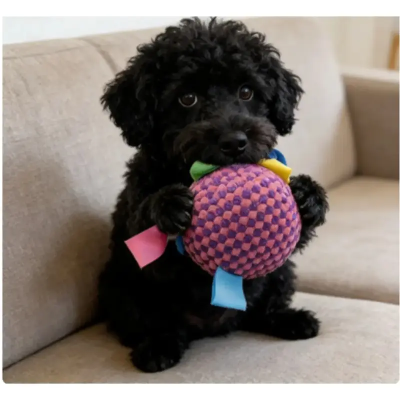Interactive Ball Dog Toy Suitable For  Chewing Training, Stress Relief, Bite Sound Resistance, Plush Tug-Of-War Toy Three Color