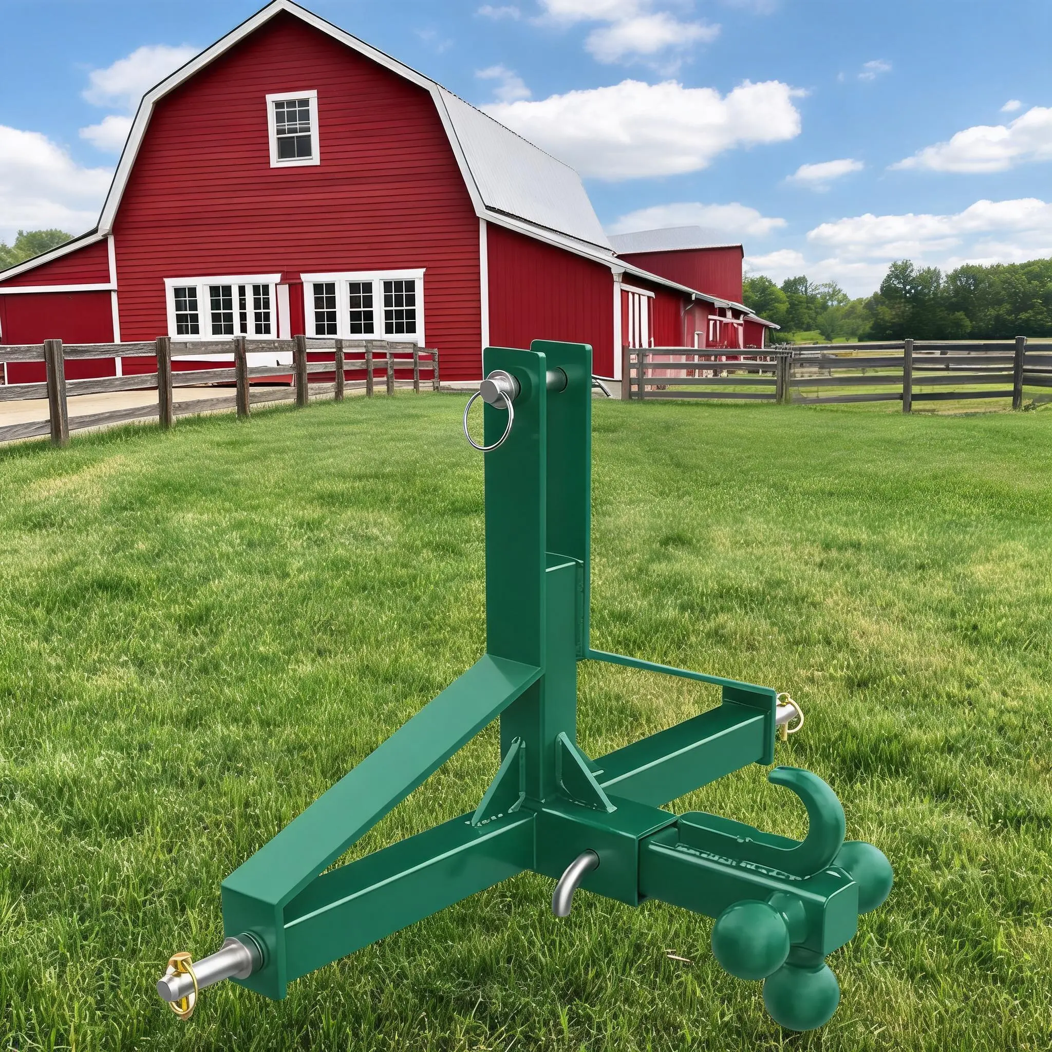 3-Point Tractor Drawbar Hitch for Heavy Towing, 2-Inch Receiver, 10,000 lbs Max High Capacity Carbon Steel Hitch, Secure Attachment, Available in Orange, Green & Black