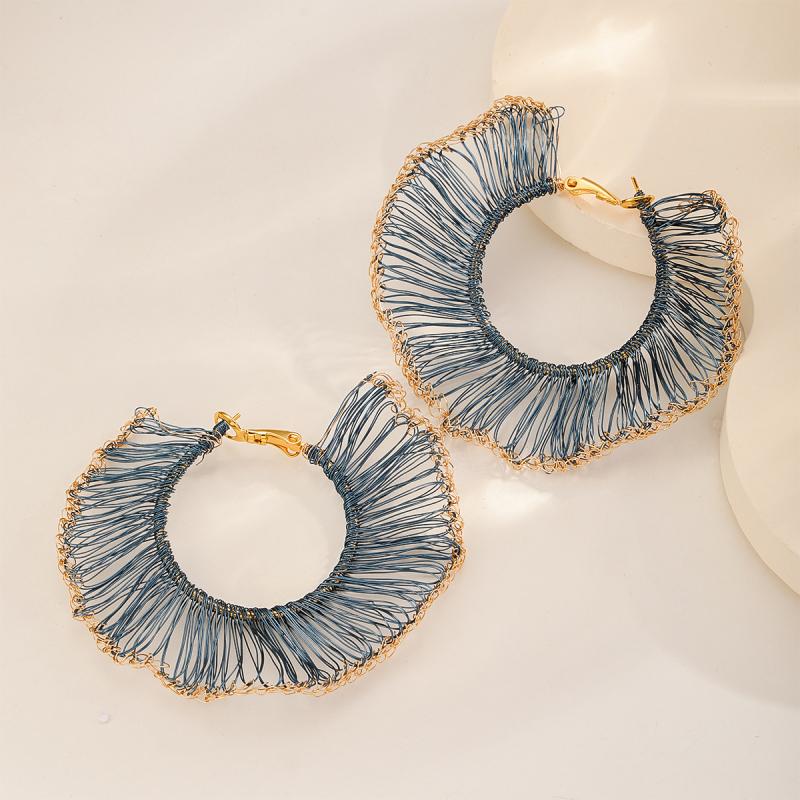 Handmade Copper Wire Woven Large Hoop Earrings for Men & Women, Metallic Texture, Unique Niche Design, Handcrafted, Birthday Gifts, Party Favors, Souvenirs, Original Jewelry Gifts