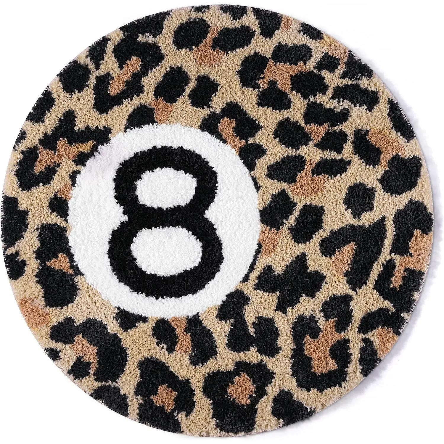 Cheetah 8 Ball Rug Room Decor 24" Round Leopard Print Room Decor, Soft Plush Area Rug for Trendy Bedroom, Living Room, Dorm, Modern Aesthetic Home Accents for Women & Teens