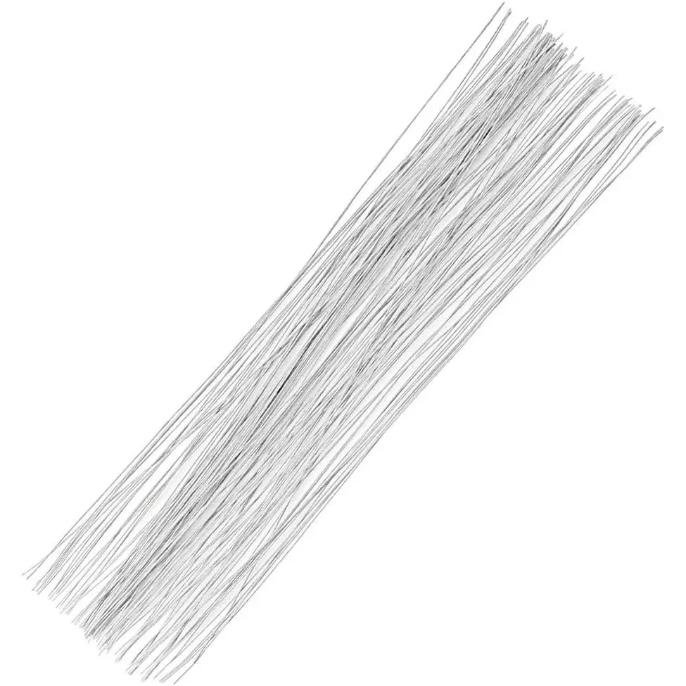 100 Pcs Floral Wire, 26 Gauge White Florist Wire - 14 Inch for Crafts, Bouquet Stem Wrapping, Wreath Making, Flower Arrangement Supplies