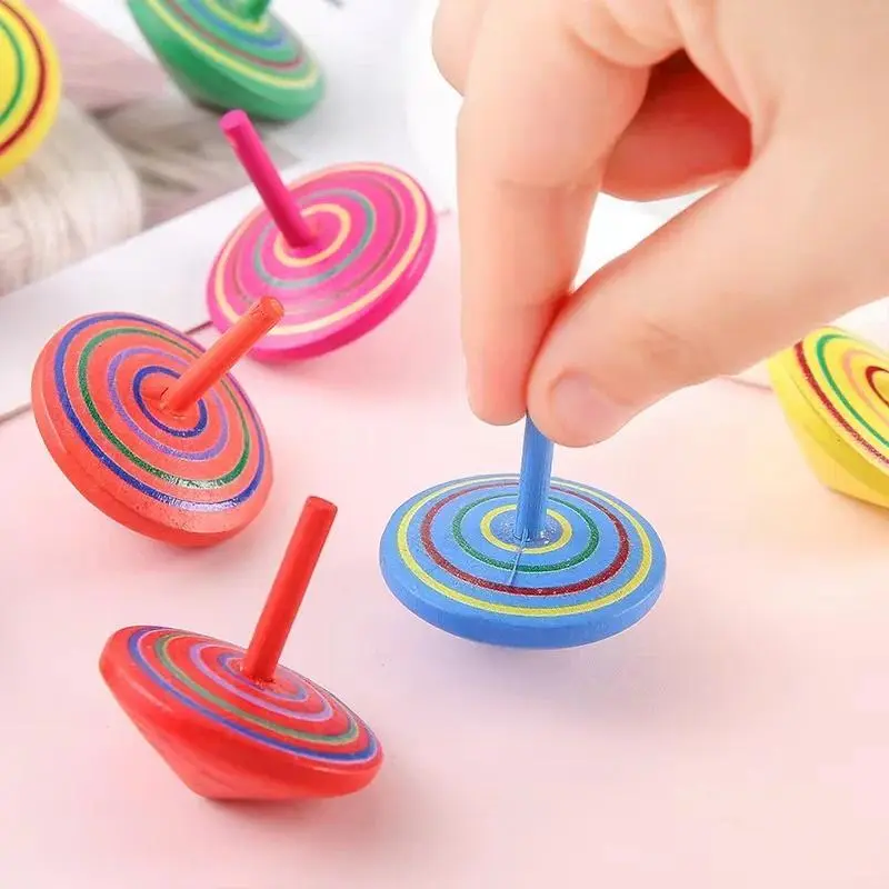 Colorful Wooden Gyroscope Spinning Tops Toy - 5/10Pcs, 4.5x4.0x4.0cm (1.77x1.57x1.57in), Unisex 5Pcs Random Color Assortment, Gentle Children Development Toy for Stress Relief, Party Favors, Assorted, 1.77X1.57x1.57inch, Yes, None