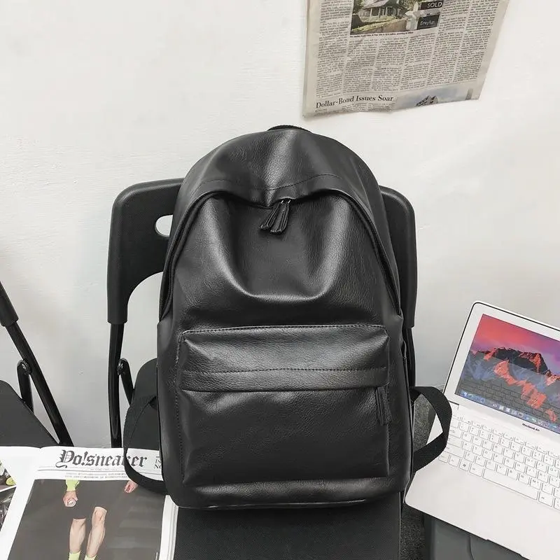 Unisex Soft Leather Laptop Backpack, Large Capacity Stylish  Travel Rucksack, Durable Versatile School Bookbag Daypack for Students, Campus Life, Daily Commute, Outdoor Trips and Everyday  Use