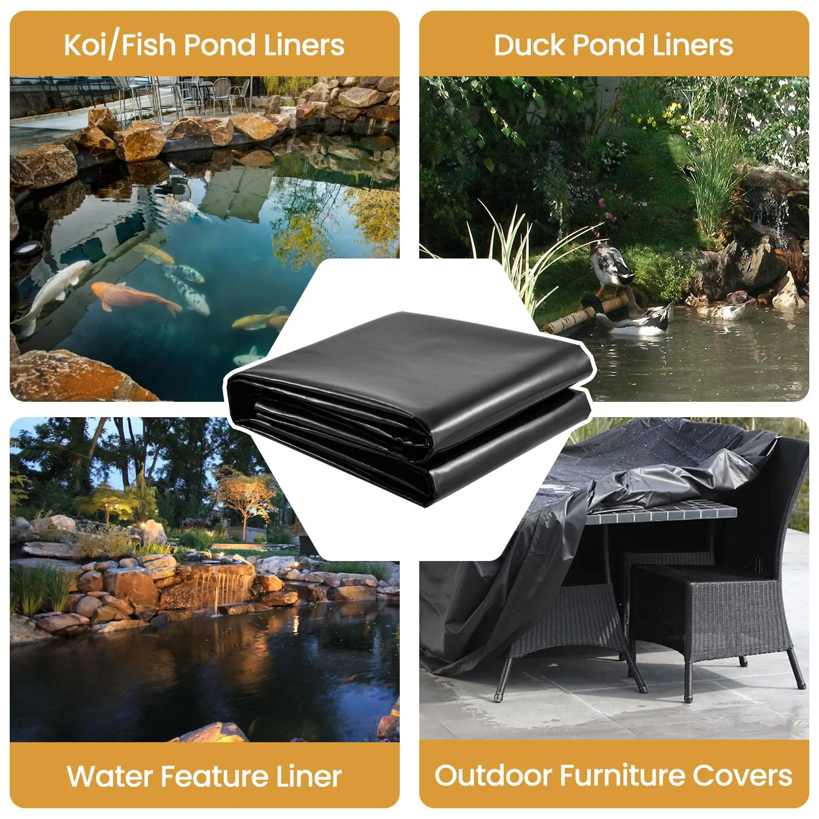 5-layer HDPE pond liner | 40x40ft waterproof underlayment for koi ponds, waterfalls & fountains, anti-leak & durable for garden water features #pondliner #watergarden #backyardpond