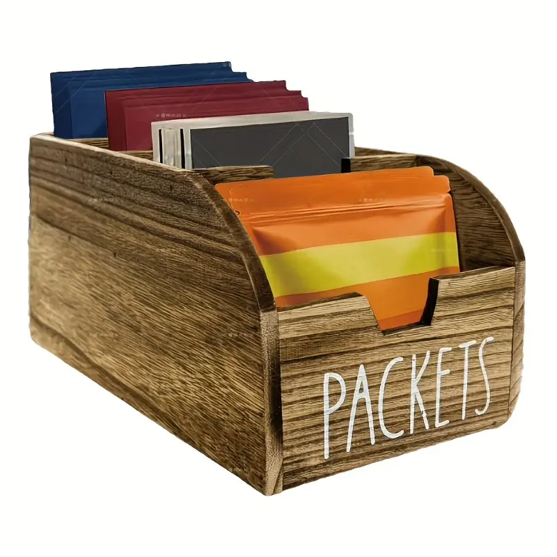 Wooden Seasoning Box with Compartments, Divided Storage for Storage Baskets, Kitchen Countertop Storage And Desktop Storage Boxes, Multi-Purpose Storage Boxes, And Home Organizing Organiser Storage Boxes, Shelf Baskets