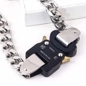 Titanium steel buckle men and women with the same function wind dark cool punk hip hop couple necklace