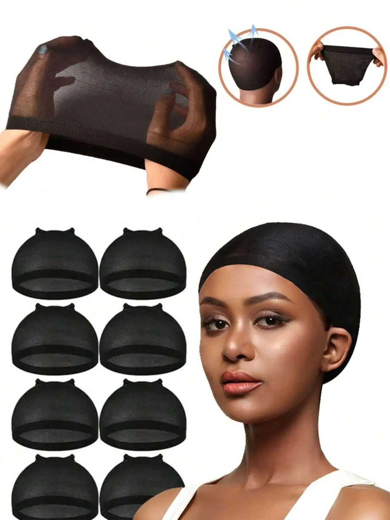 5PCS/10PCS Black Stretch Dome Wig Caps, Breathable Wig Liners For Braids, Brown Stretch Dome Wig Caps Dark Beige Stretch Dome Wig Caps Weaving & Glueless Wig Cap Inner Net, Halloween