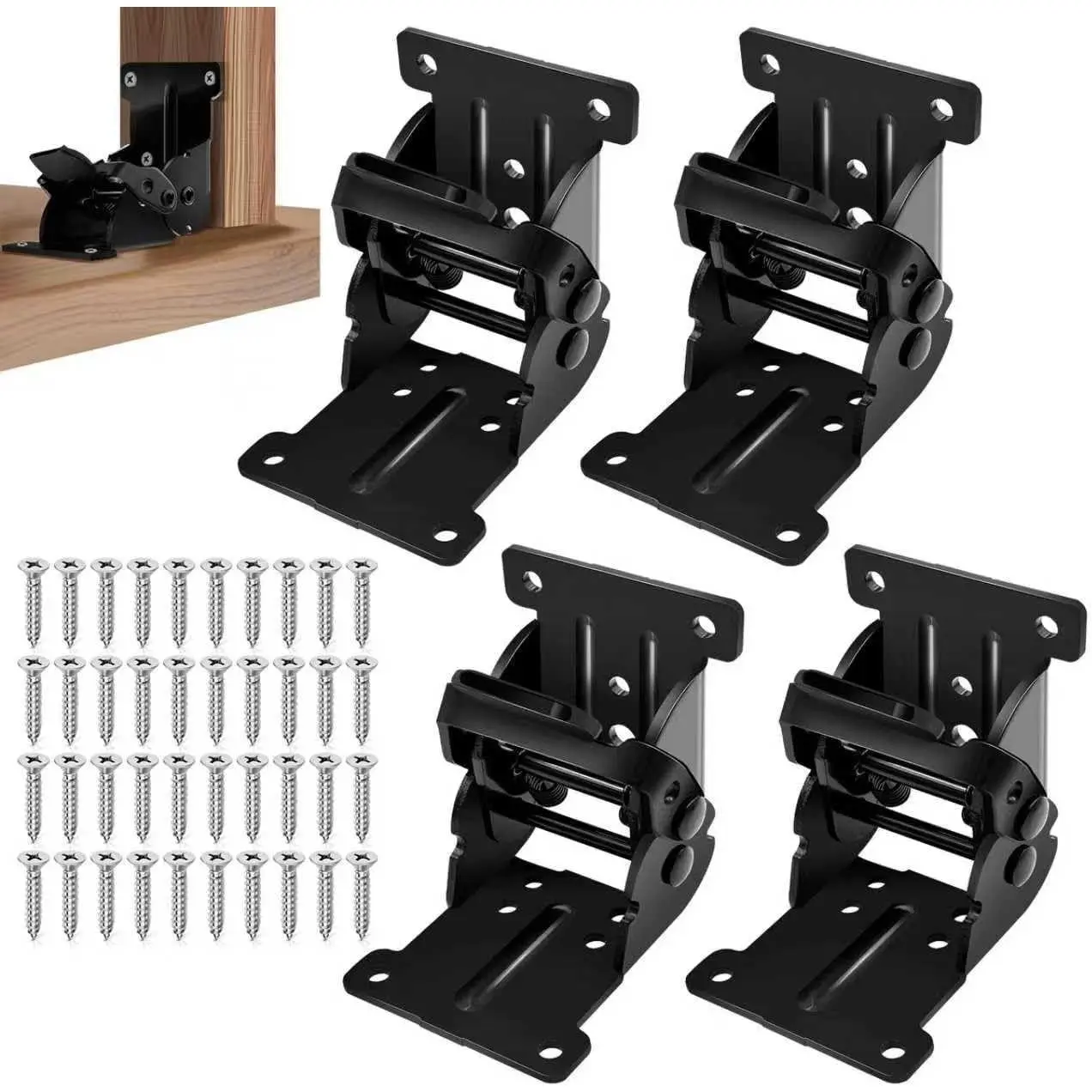 Folding Brackets 4 Pack Locking Hinge with Screws for Folding Table Legs, Lock Extension Support Foldable Bracket for Furniture Legs, Bed Legs, Workbench