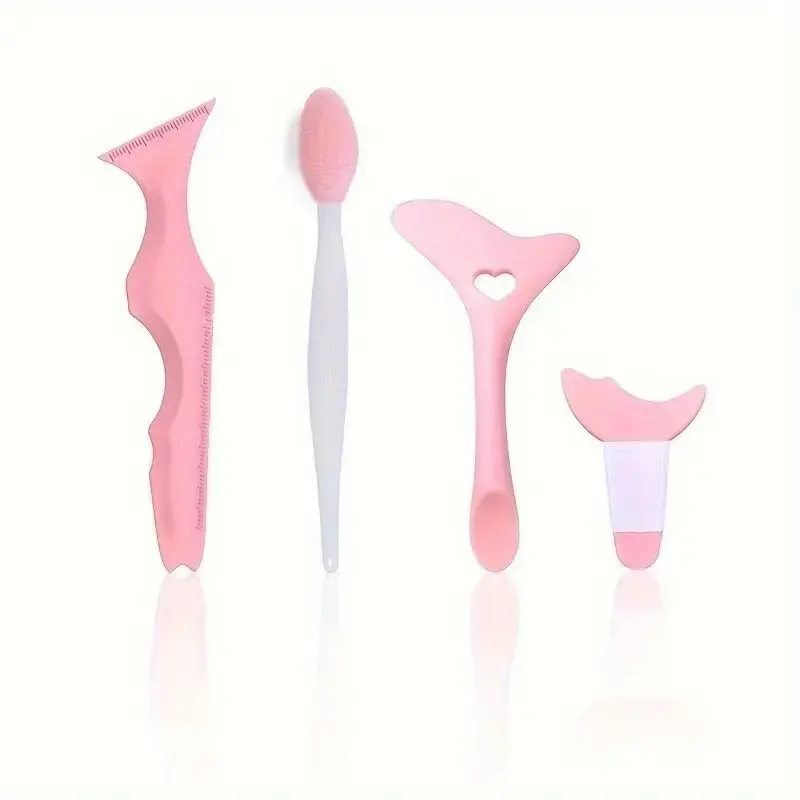 4-Piece Silicone Eyeliner Guide Set, Makeup Tool, Cosmetic Tools, Perfect for Eye Liner, Lower Lid, Brow Shaping, Reusable, Easy Clean, Ideal for All Eye Types