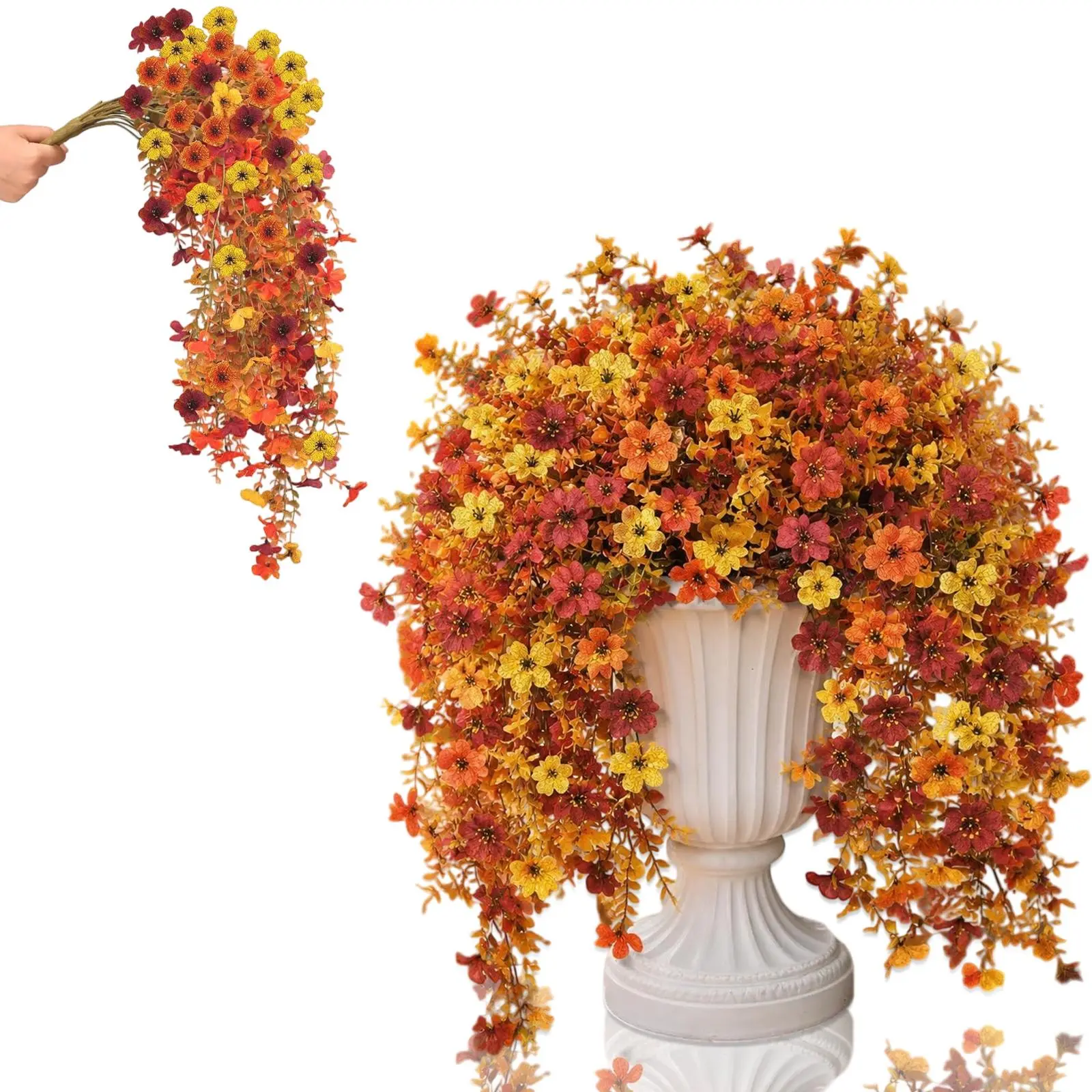 UV Resistant Artificial Hanging Flower Bouquets - Vibrant Fake Florals, 2-6 Packs Available, Ideal for Porch, Outdoor Scenery, Home Decor Accents