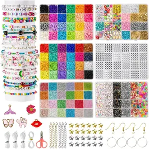 Goldwise Friendship Bracelet Kit, 16000 pcs with Seed Beads (2/3/4mm), Clay Beads, 7 Styles Letter Beads (A-Z), Variety of Charms, DIY Jewelry Making Craftsgift