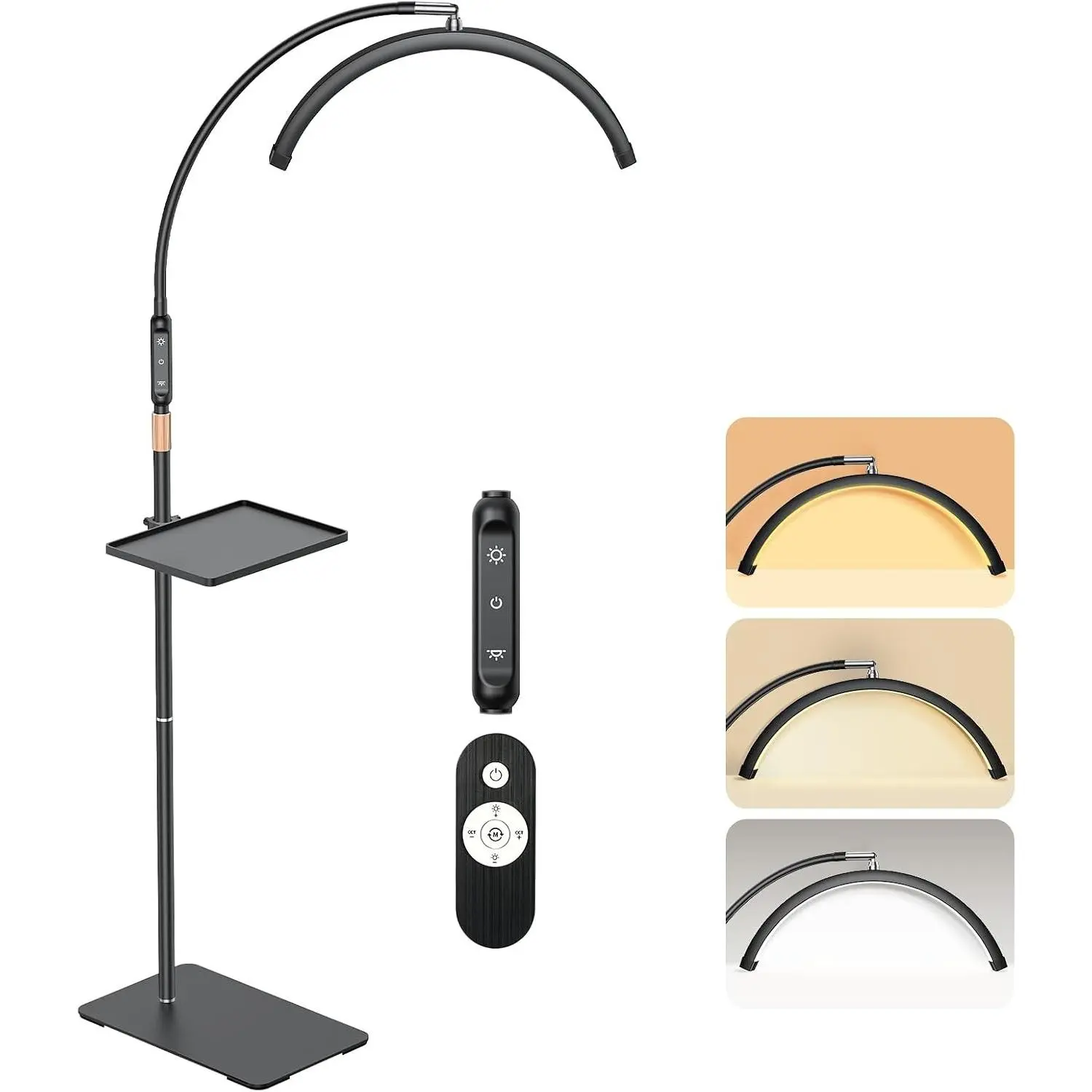 Lash Light with Tool Tray, 2500LM LED Moon Light for Lash Tech, Black