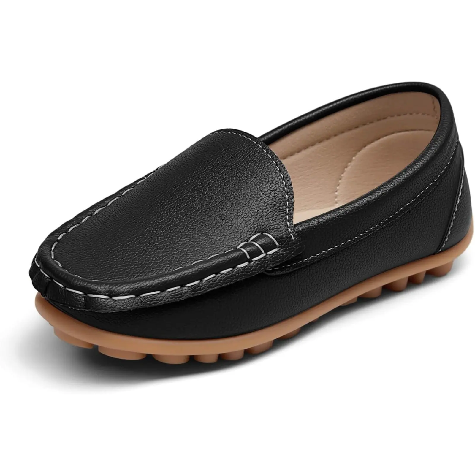 Halomorning Boys' Slip-On Faux Leather Loafers - Round Toe Dress Shoes with Rubber Sole, Youth Fashion School & Student Casual Wear Shoes, Schoolshoes, Youth Fashion Shoes