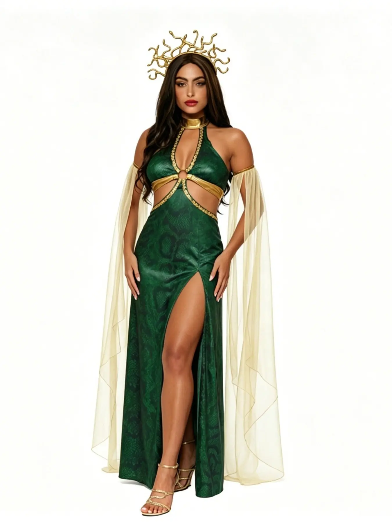 Women's Greek Mythology Gorgon Snake Dress Cosplay Costumes Outfit for Carnival Party Stage Performance