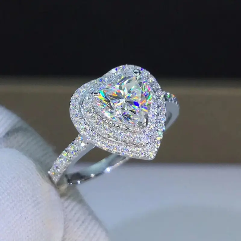 Trendy Silvery Cubic Zirconia Heart Promise Rings for Women Shiny Engagement Ring, Promise Eternity Ring for Women,Wedding Rings,Jewelry Gift,Friendship Promise Fashion Jewelry Holiday Gifts