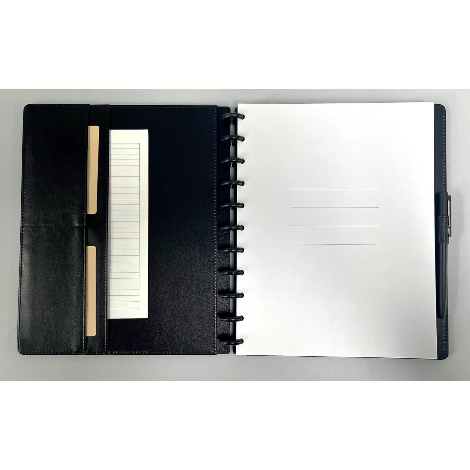 Refillable 11 Disc Discbound Notebook - Letter Size, 75 Sheets, Narrow Ruled PU Leather Vegan PU cover