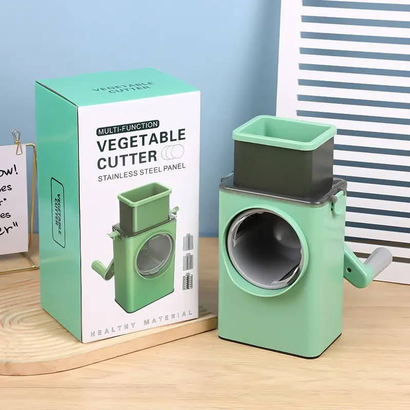 Multi-Functional Vegetable Chopper Roller, Hand-Cranked Slicer, Potato Cutter, Grater, No Vacuum Pump, Kitchen Tool