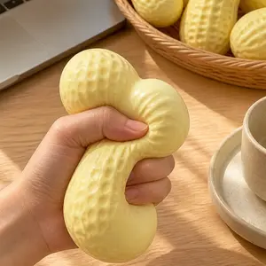 Kids Simulation Peanut Squishy Toy, Realistic Nut Shape, Kawaii Soft Squeeze Fidget Toy, Cute Decompression Sensory Stress Relief, Daily Play