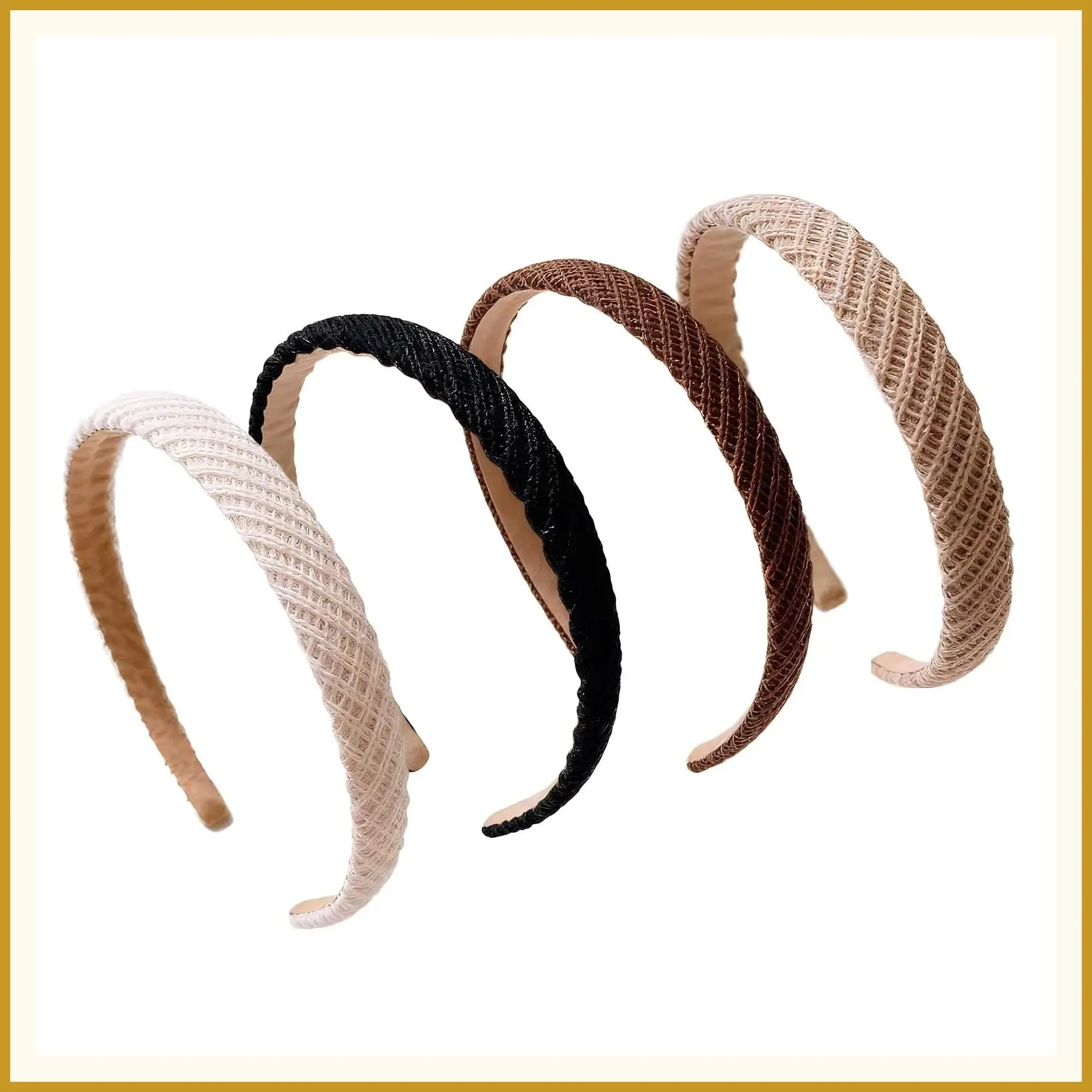 4 Pack Wide Knitted Non-Slip Headbands for Women, Stylish Tortoise Shell Pattern Thick Hair Bands, Cute Hair Accessories for Thick Hair