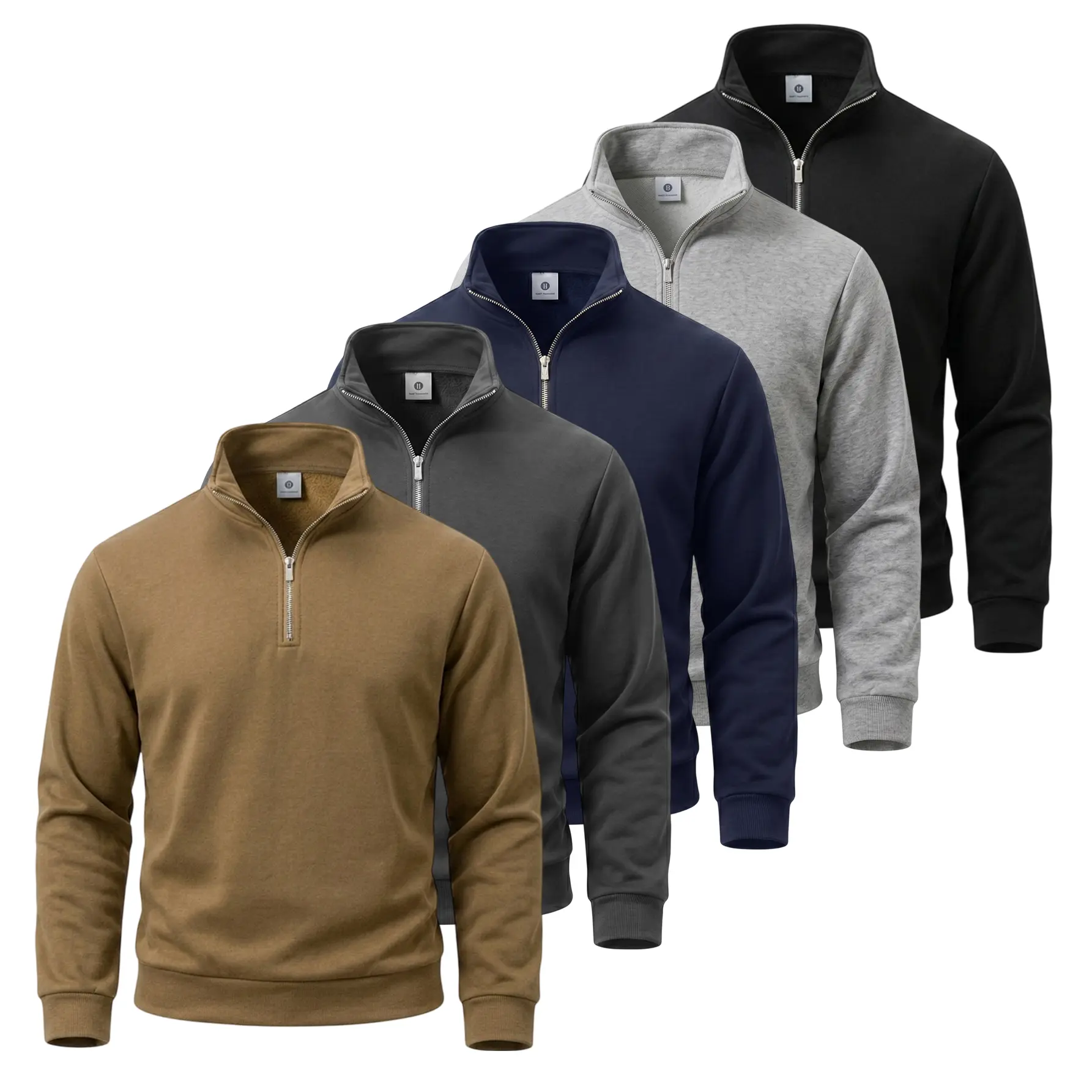 Men's Classic Mock Neck Quarter Zip Sweatshirt Cotton Blend Stand Collar Pullover Sweaters Spring Autumn Classic Solid Long Sleeve Tops Lightweight Casual Athletic Tops Soft Comfy Loungewear Outdoor Streetwear Outfit Track Jacket Menswear