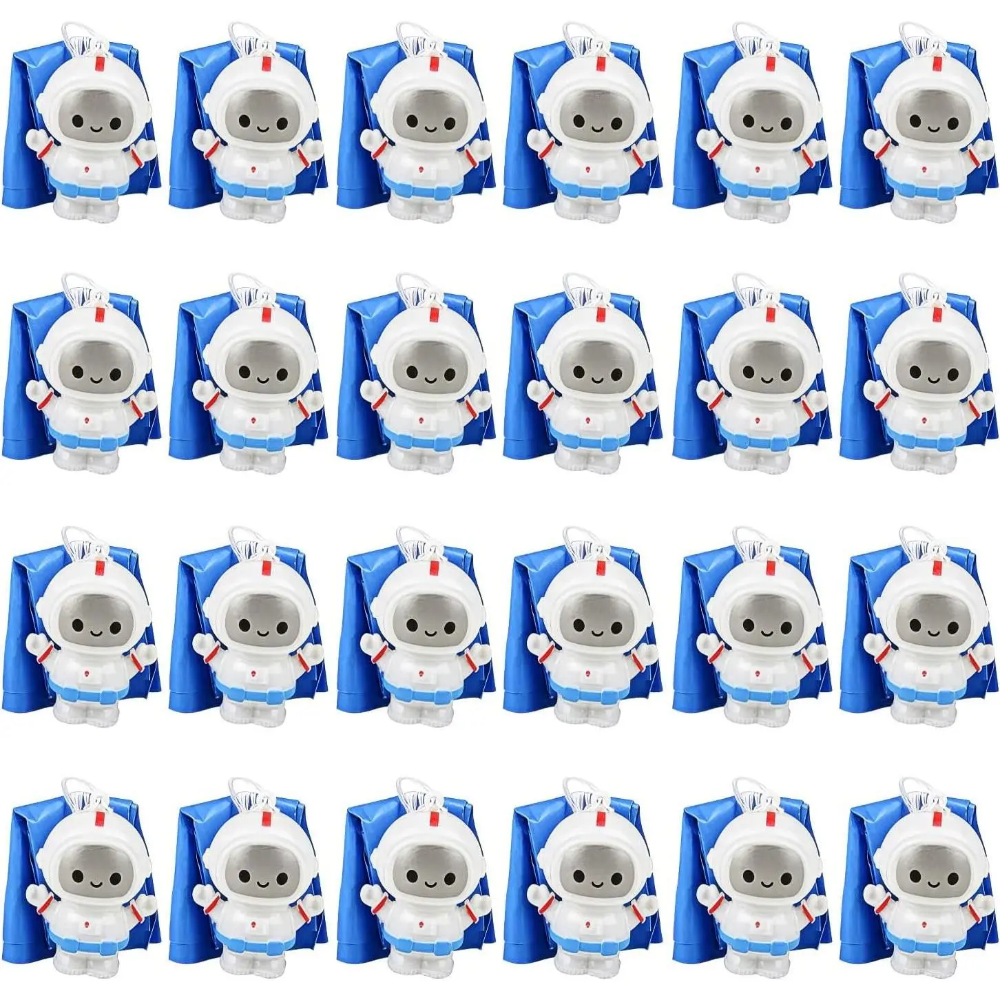 Mini Astronaut Paratroopers, 24-Pack Parachute Toys for Kids, Space Themed Party Favors, Small Astronaut Figurines, Ideal for Kids Birthday Events
