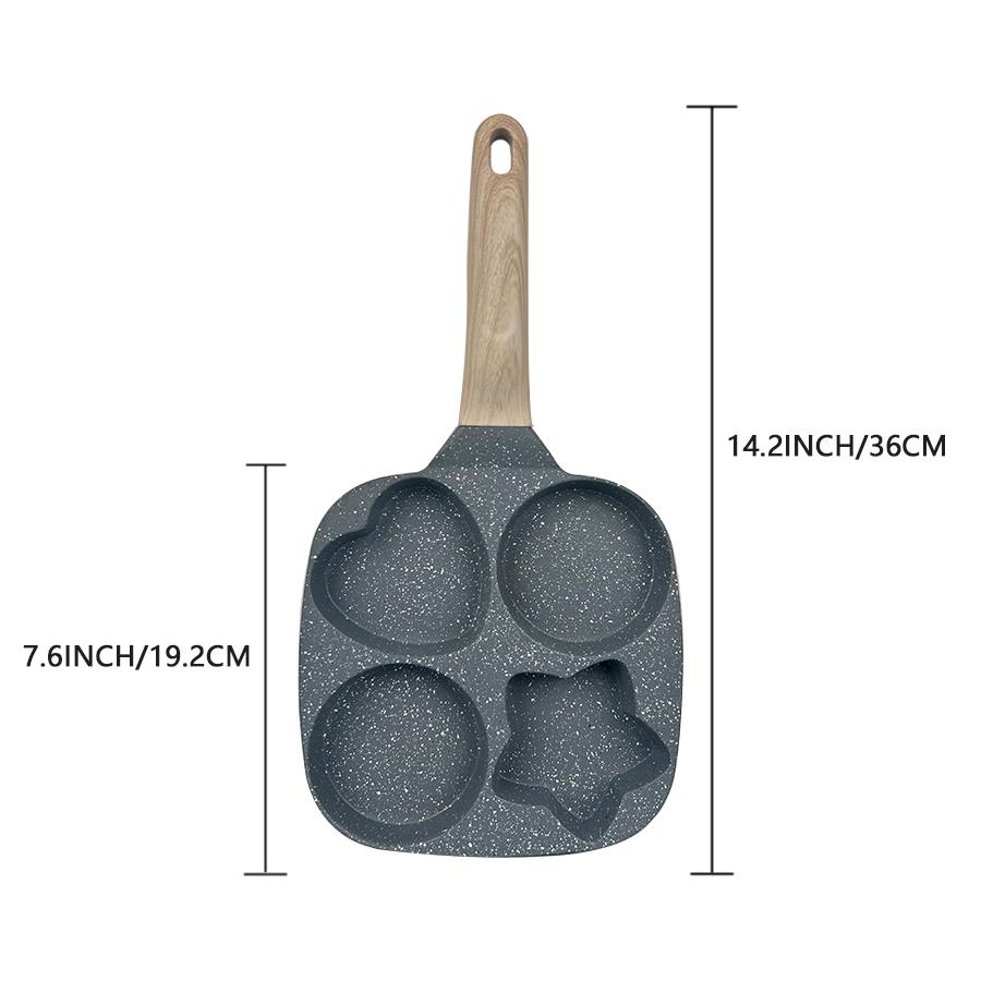 Four Hole Egg Frying Pan, 1 Count Non-stick Egg Frying Pan, Aluminum Omelette Pan, Nonstick Egg Pan, Breakfast Frying Pan for Cooking Eggs, Burger & Bacon
