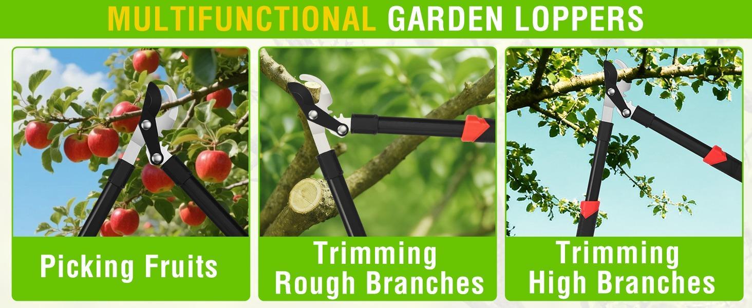 Yesker 19" Loppers Heavy Duty Branch Cutter Sharp Steel Blade Tree Trimmer up to 1" Diameter Cut Capacity Powerful Gear Action Lightweight Bypass Loppers Tools for Tree Trimming Garden Maintenance