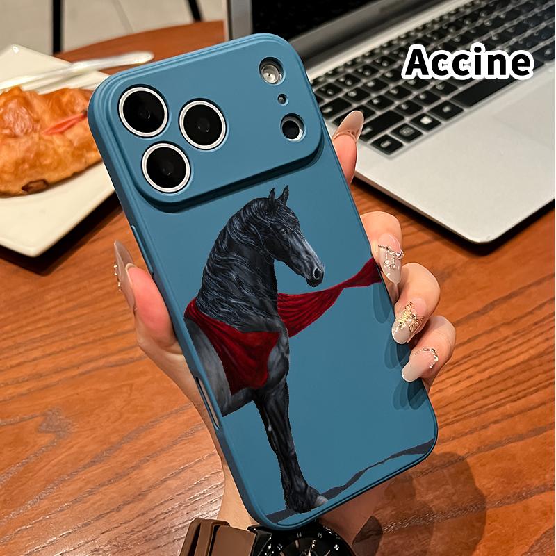 Straight Edge Phone Case for iPhone 17 16 Pro Max 15 Plus 14 13 12 11 Air XS XR E Black horse with red cloth Pattern Anti-Scratch Shockproof Soft Silicone Protective Cover Straight Edge Phone Case for iPhone 17 16 Pro Max 15 Plus 14 13 12 11 Air XS XR E Black horse with red cloth Pattern Anti-Scratch Shockproof Soft Silicone Protective Cover