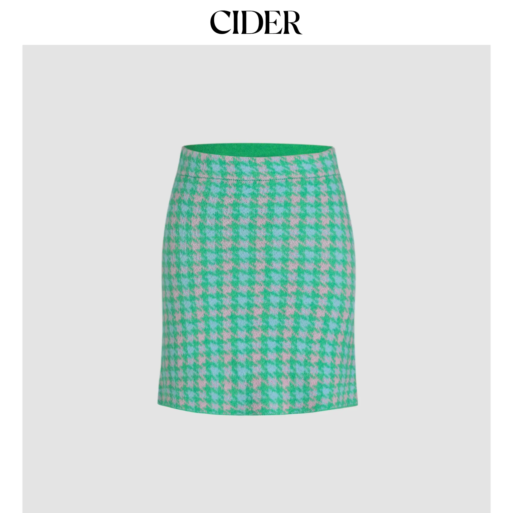 Cider [size 4-10] Houndstooth Mid Waist Knit Skirt