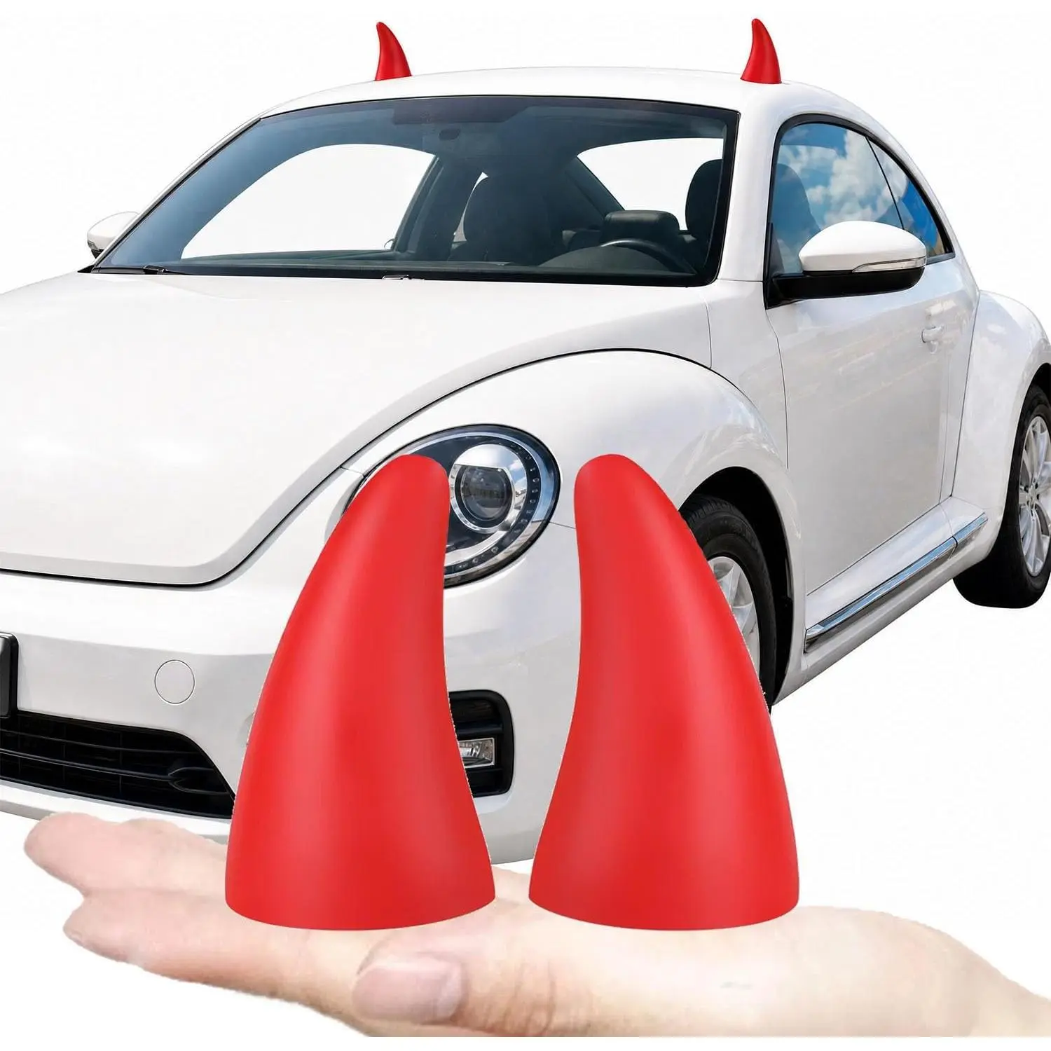 1Pair Car Roof Decoration Devil's Horns Stickers Creative Fun Wacky for Car Topper Bumper Hood Car Exterior Sticker (Devil-Horns)