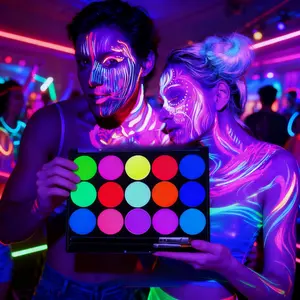 UV Glow Color Kit 15 Vibrant Colors, Water Activated Fluorescent Color Set, Blacklight Reactive Washable Colors for Night Parties, Festivals, Sporting Events and Celebrations