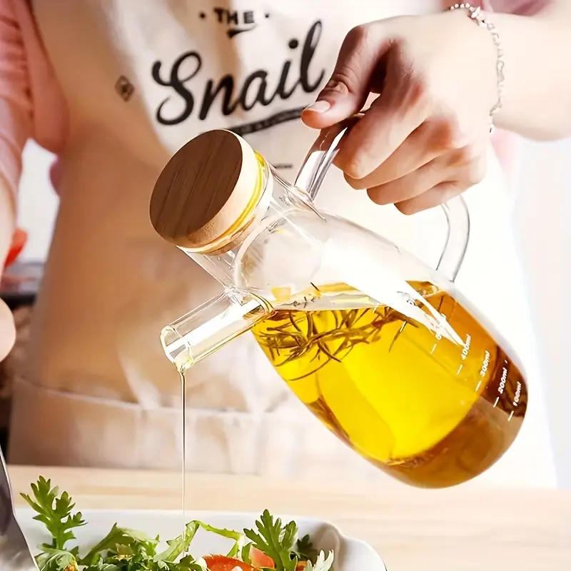 1set  1000ml Glass Oil Dispenser with Leak Proof Design Heavy Duty Heat Resistant for Vinegar Soy Sauce Cooking Oil Kitchen Storage