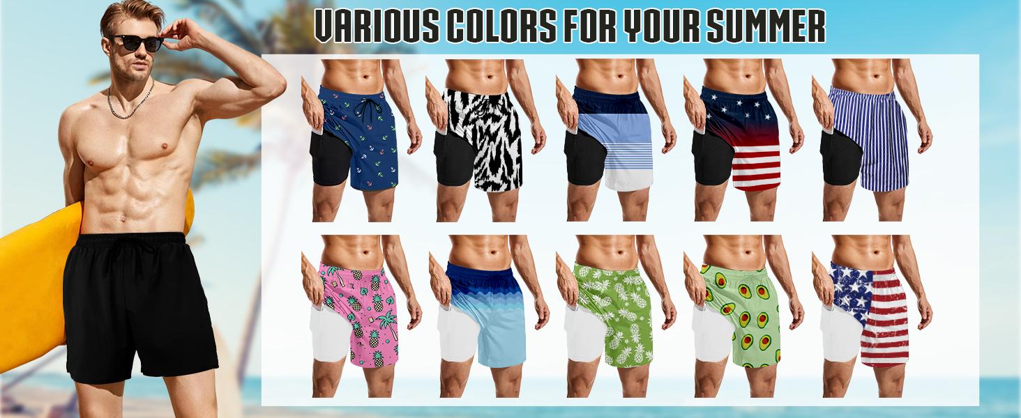 Mens Swim Trunks with Compression Liner 5 Inch Inseam Quick Dry Swim Shorts Mens Swimsuit Board Shorts with Pockets Mens Swim Trunks with Compression Liner 5 Inch Inseam Quick Dry Swim Shorts Mens Swimsuit Board Shorts with Pockets