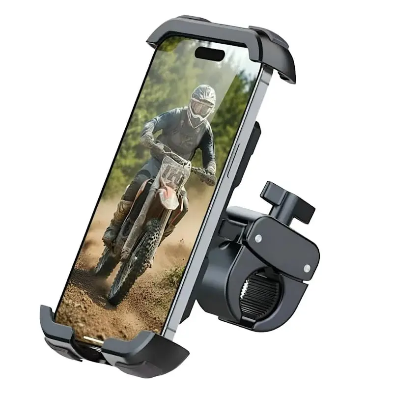 Bicycle and Motorcycle Phone Holder, Handlebar Mount, 360 Degrees Rotatable, Secure Clip Design, Perfect for Safe Navigation