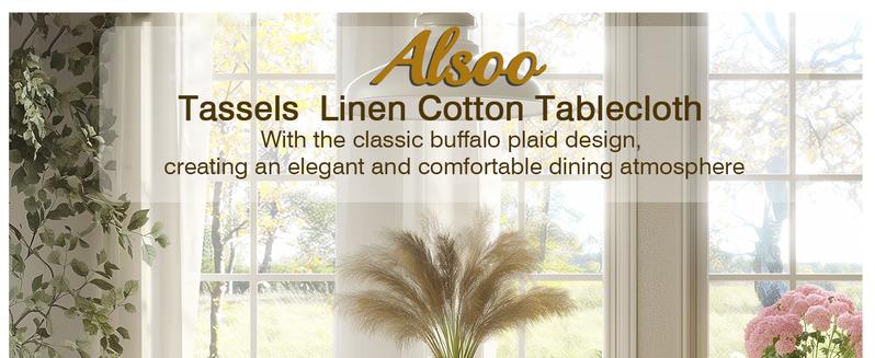 Checkered Tablecloth Rectangle Cotton Linen Fabric Gingham Table Cloth Buffalo Plaid Table Cover with Tassel Wrinkle Free Washable for Kitchen Dining Picnic, Blue and White, 55X55''