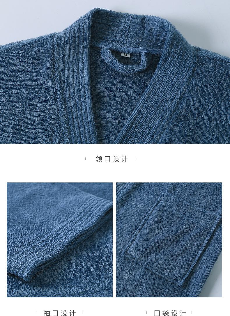 Hotel pure cotton bathrobe, spring and autumn towel material pajamas for women, all-cotton long style, soft, absorbent, quick-drying bathrobe with logo