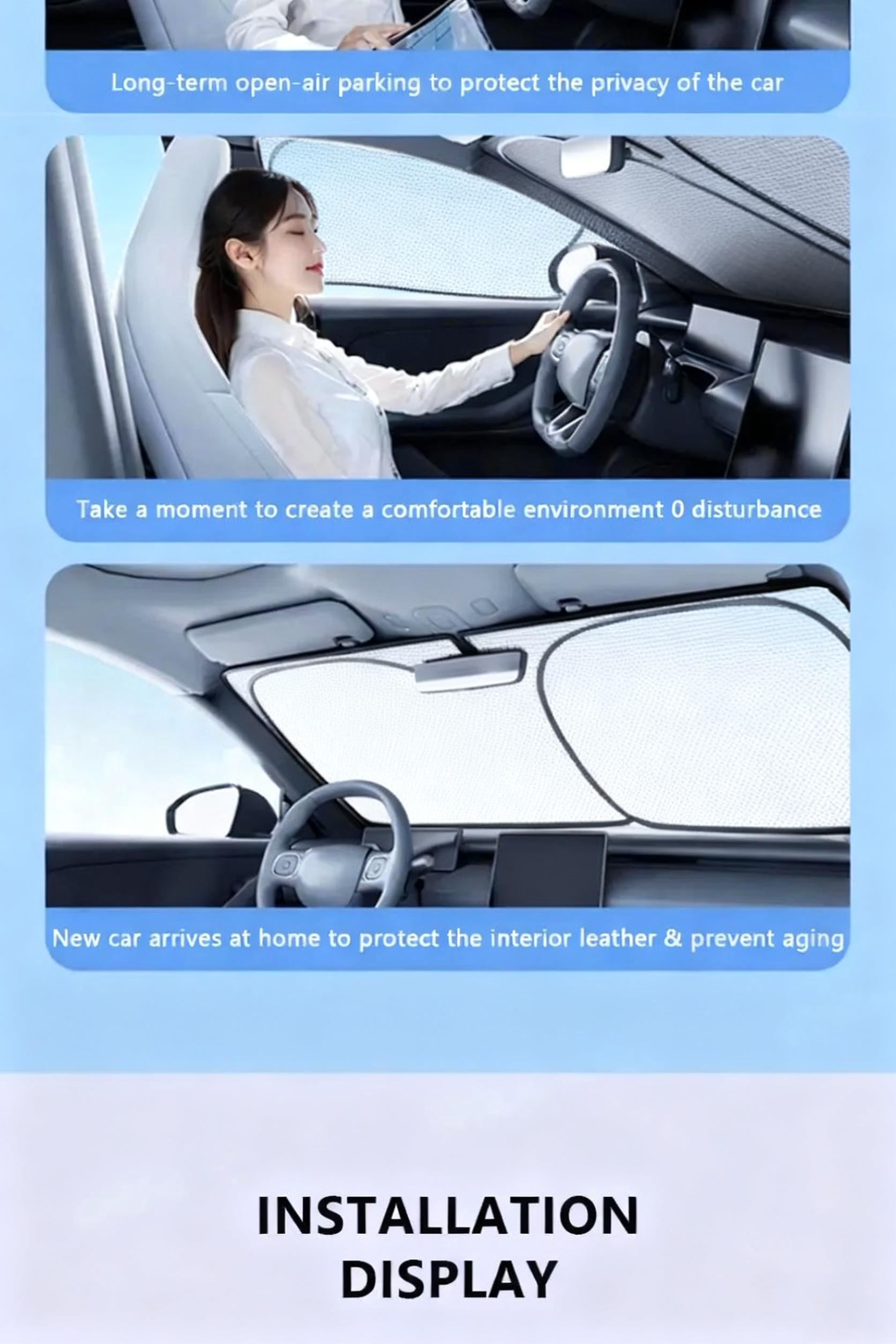 UV-Reflective Car Sun Shade Cover Rear Windshield Sun Protection Sunshade Heat-Isolation Car Privacy Curtains Foldable Storage