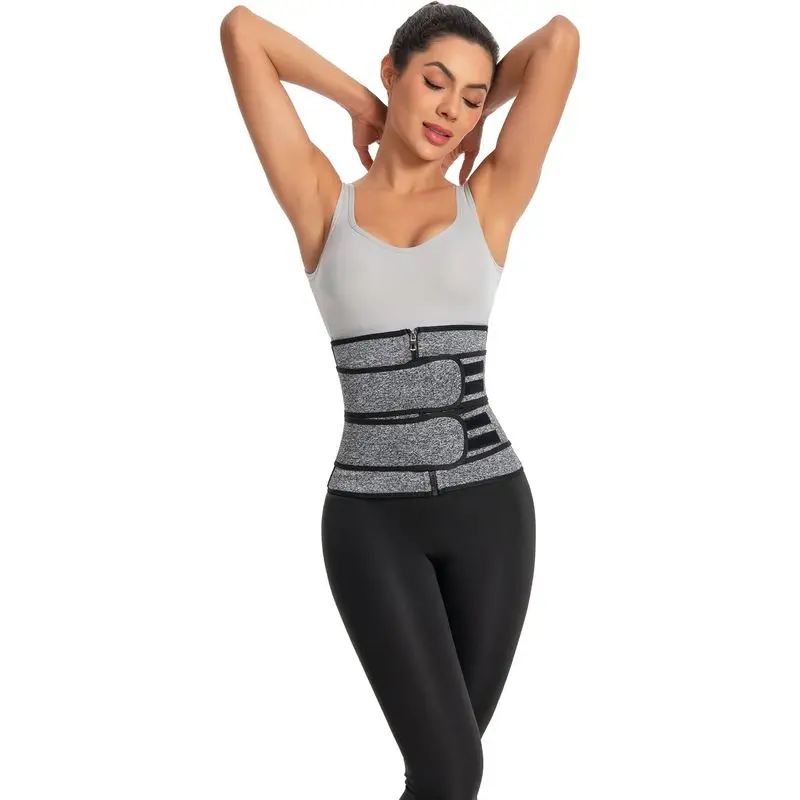 Women's Seamless Fabric Waist Trainer Corset - Multi-Size Body Shaper with 3 Belts for Sweat-Inducing Sports Workouts, Manual Inspection Approved, Three Belts